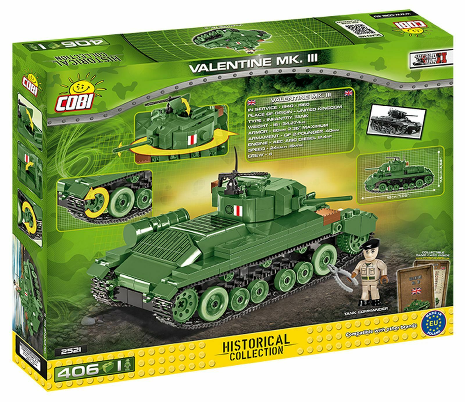 Cobi Panzer Valentine MK. III 2521 Bausatz 406 Teile 1 Figur Historical Collection – Bild 2